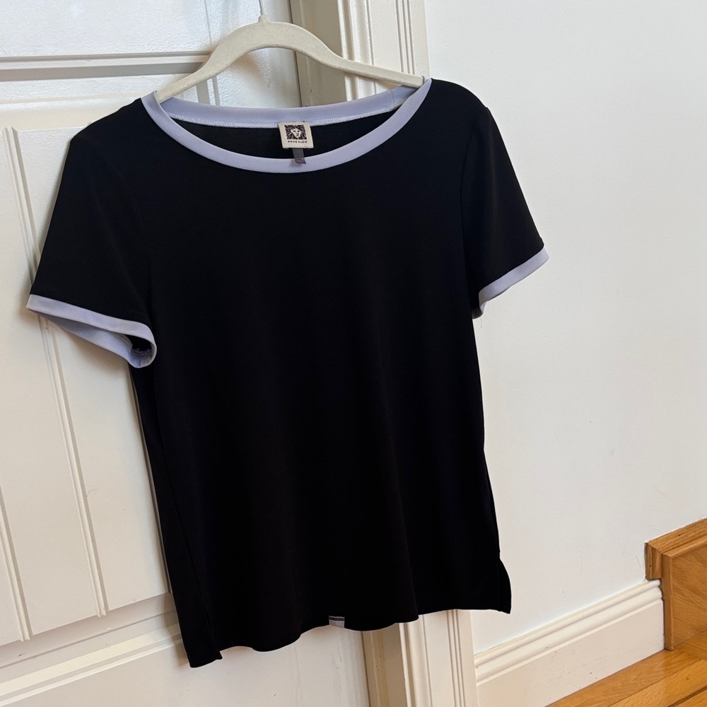 Anne Klein Black and lavender Short Sleeve Tee - Picture 1 of 3